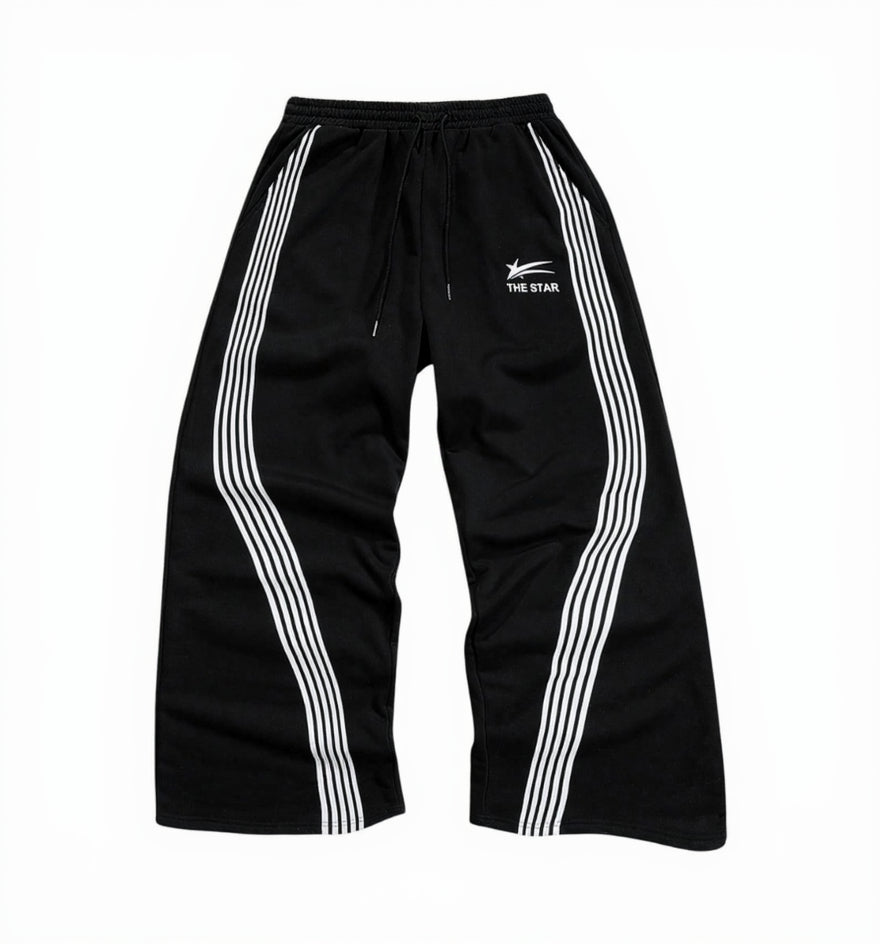 Curved-Stripe Wide Leg Sweatpants
