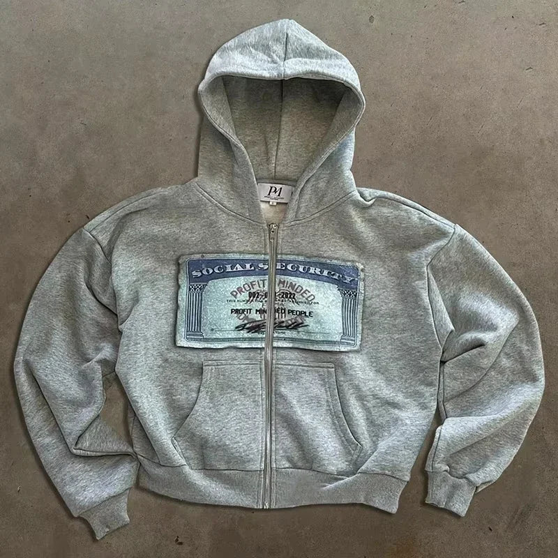 "Social Security" Profit Minded Zip-Up Hoodie